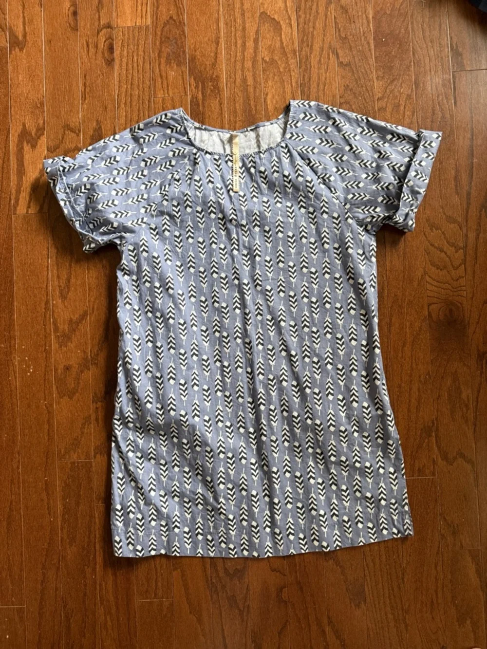 Uncle Frank Blue and White Geometric Shift Dress size large EUC 100% cotton. - Picture 10 of 10